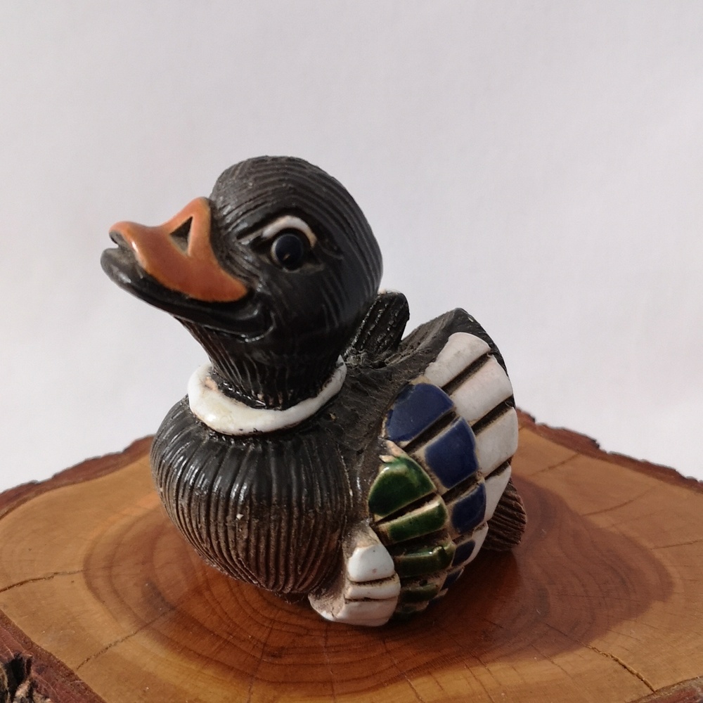 Adorable Signed Artesania Rinconada Colourful Duck Figurine